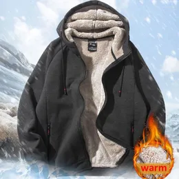 Felpe con cappuccio da uomo da uomo di spessore 2023 inverno più velluto tenere in caldo felpe maschili con cerniera studente nero grigio taglia 6XL 7XL 8XL H35