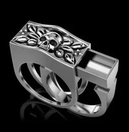 Einzigartiger Designer-Totenkopfring aus 925er-Sterlingsilber für Herren, Jahrestagsgeschenk, Modeaccessoire für Herren, Hip-Hop-Schmuck, Wikinger-Punk-Ringe, Größe 8522425