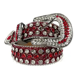 15 pouces de large brillant hommes rouge strass ceinture mode Wtern Cowboy Bling clouté digne paillettes en cuir Belt7995289