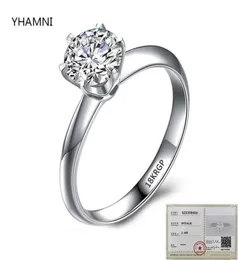 Med Cericate Luxury Solitaire 2 0CT Zirconia Diamond Ring 925 Solid Silver 18K White Gold Wedding Rings for Women CR168203F234L8454429