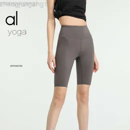 Desginer Aloyoga Yoga Al Original Novos Shorts Esportivos Cintura Alta Levantamento Hip Mel Pêssego Calças Capris Fitness Feminino