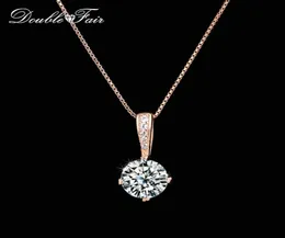 Double Fair Style Chain Necklaces Pendants SilverRose Gold Color Fashion Cubic Zirconia Wedding Jewelry For Women DFN4266747623