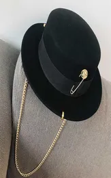 Fibonacci Fedora Hat Retro Wool Felt Women Women European Punk Chain Flat Top Top Hats Men Cap Street Fashion Trend 2205174207528