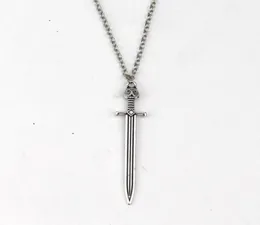 5pcspower Movie Ice and Fire Song Game Stark Wolf Sword Necklace Double Cross Skull Clavicle Chain Necklace 1567632148