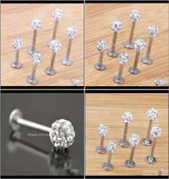 Labret Piercing Drop Delivery 2021 Stud 20pcslot 681012mm Clear Shamballa Ball CZ Gem Disco Body Jewelry Lip Ring Labret Bar L6123635