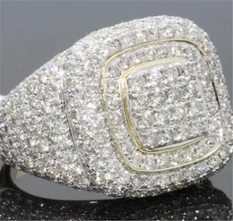 14k Gold Full Diamond Rings for Men Hiphop Peridot Gemstone Anillos de Bizuteria Wedding Bague Sparkling Diamond Jewelry Ring9917563
