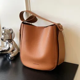 NIGEDU women's shoulder bag designer Wide strap Bucket crossbody bags for female purses and handbags Ladies bolsos brown 231226