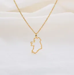 10PC Outline Republic of Ireland Map Necklace Continent Europe Country Dublin Pendant Chain Necklaces for Motherland Hometown Iris2342418