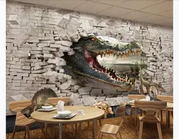 Hintergrundbilder 3d Foto Tapete Benutzerdefinierte 3D -Wandgemälde Wallpaper Schock Krokodil Wand Dinosaurierschildkröte 3D Dreidlersemperien Hintergrund w