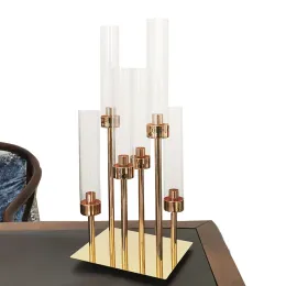 6 Ramion Metal Candlesticks Candelabra Candle Holders Stands Wedding Table Centerpiecs Flower Vase Droga Dekoracja przyjęcia