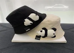 Panda Peluş Bebek Kova Şapkası 2 in 1 kadın erkek moda açık seyahat panama güneş koruyucu güneş şapkası paketlenebilir balıkçı kapakları 2208125286629