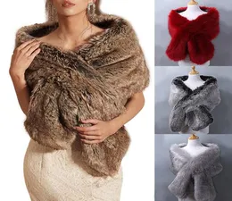 Lenços de pele de inverno faux bolero mulheres nupcial xale capa de casamento em estoque capas casaco para festa de noite 5799872