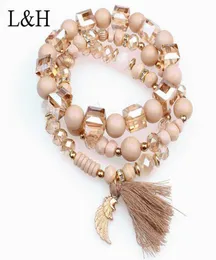 Braccialetti con ciondoli LH 3 pezzi Set braccialetto di perline della Boemia 2021 Dichiarazione vintage multistrato braccialetti con nappa per gioielli di moda da donna 9162694