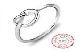 100 925 Sterling Silver Thin Knot Ring Womens Simple S925 Graved Ring Personality Band Ring Jewelry7965777