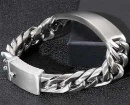 Bangle Massive Engravable ID Armband för män 18 mm borstad matt rostfritt stål Mens på handkedjan armband smycken Mannen Arm9301043