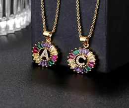 Chaînes 2021 Couleur Or Initiale Multicolore CZ Collier Charme Lettre Nom Bijoux Pour Femmes Accessoires Petite Amie Cadeau 3316686