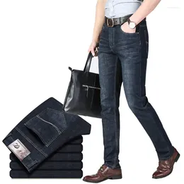 Мужские джинсы Homme, эластичные брендовые повседневные прямые деловые модные брюки Masculina Esportiva Pantalon Masculino, черные 42