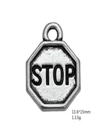 50st Metal Zinc Alloy Charms Dangle Jewelry Handmade Letter Vintage Stop Sign Pendants For DIY Charm Whole Jewelry31795271323751