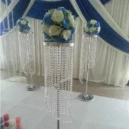 Dekoration gratis frakt s form akryl kristall bröllop mittpunkt / bordets centrum 48 "hög 10,5" diameter, bröllopsdekorväg ledningar