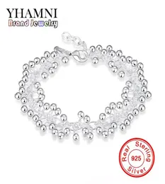Yhamni luksus Real 925 srebrna biżuteria bransoletki dla kobiet klasyczna bransoletka urok S925 Stamped H0176051970