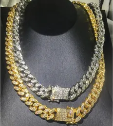 Hip Hop Bling Chains Jóias Homens Iced Out Chains Colar Ouro Prata Miami Cuban Link Chains6662260