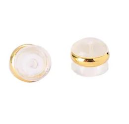 100st Silicone Rubber Earring Back Stoppers Copper Ring Hamburger öronproppar för smycken som tillverkar DIY örhängen Tillbehör7932133