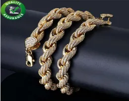 Cadenas heladas Joyería de Hip Hop Collar de diseñador de lujo para hombre Bling Diamond Cadena de eslabones cubanos Encantos de moda Plata Oro Micro Pave8282598