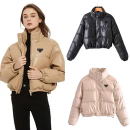 Prrada Moda Casual Cor Sólida Jaquetas de Couro Femininas Designer de Luxo Marca Senhoras Casaco Curto Outono e Inverno Quente Curto Outerwear Tops de alta qualidade