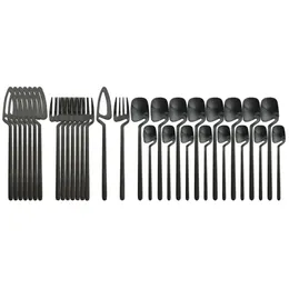 Sets 32pcs Matte Black Castlery Set Messer Fork Löffel Essgeschirr 304 Edelstahl -Dinnerwaren Bar Party Flatware Silber 21102