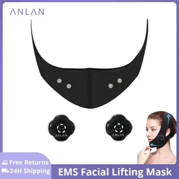 Anlan EMS Face Shaper Anti Wrinkle Minska Double Chin Electric Cheek Lift Up Belt EMS Lyft Massager Face Forming Mask 231225