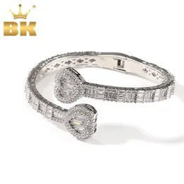 Charm Armband The Bling King 6mm Baguettecz Heart Coff Bangle Micro Paved Bling Cubic Zirconia Luxury Wrist Rapper Hiphop Jewelr268n