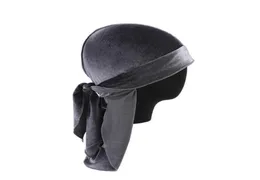 Durag velutum pirata cabelo gorro com cauda longa hip hop veludo chapéus crânio ciclismo boné para adultos das mulheres dos homens cor sólida quimio hat9903508