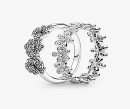 100 925 Sterling Silver Springtime Flowers in Bloom Ring Set For Women Wedding Rings Fashion Jewelry Accessories3375199