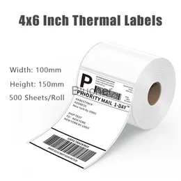 Skrivare Skrivare Thermal Shipping Etiketter 4x6 tum för DHL UPS FedEx 100x150mm Selfadhesive Stickers Stack Roll Papers för Thermal Label PR