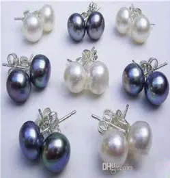 Interi 16 pezzi8 paia di orecchini in argento 925 con perle coltivate Akoya bianche e nere da 89 mm9418177