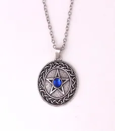 HY154 Hög popularitet Link Chain Jewelry Fempointed Star Round Talisman Religious Pendant Halsband med Gemstone9708794