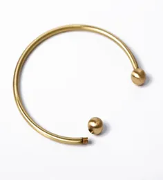 Unisex Screw Ballend Cuff Bracelet Smooth Round Torque Charms Bangle for Charms Beads Open Cuff Jewelry Q071991012519393744