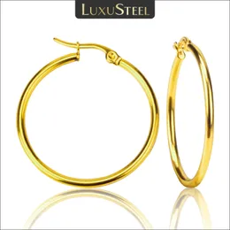 Luxusteel Gold Color أقراط من الفولاذ المقاوم للصدأ للنساء للنساء BigSmall Circle Round Jewelry Bijoux acier inoxidable 231225