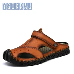 Sandalen Ysokraj heißer Verkauf Herren Sandalen echte Leder Männer Sommerschuhe Freizeitruhschuhe Fliplops Männer bequeme Schuhe weiche Sandale