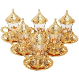 Ottomane, authentisches Design, türkisch, griechisch, arabisch, Teeservice, 6 Service-Teetassen, Teller, Deckel, Geschenk 249 g