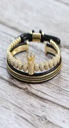 2 pezzi set nuovo moda corona braccialetto uomo donna classico vintage 6mm perline palla tessuto braccialetto di fascino per coppia braccialetto gioielli maschili8188787