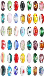 50pcslot Mix Color Big Hole Glass Beads Charm Charm Spacer Craft Europeans Europeans for Bracelet Neckleace Jewelry Healpes 6055280