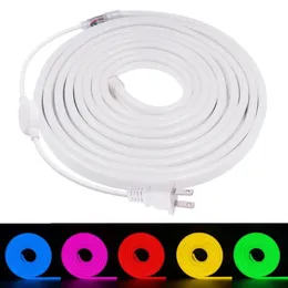 Neon LED Strip Light 220V 110V 120L M 2835 Neon İşaret lambası Beyaz Pembe Kırmızı Su Geçirmez Esnek Halat Işıkları UK Güç Plug251J