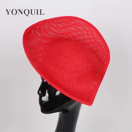Şapkalar 2017 Yeni Tasarım Kırmızı Fascinator Hat Taklit Sinamay 30cm Büyük Base Şapka Kilise Ascot için Kalp Şekli Durum Başlığı 5 PCS/LOT