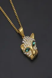 Fashion Hip Hop Gold Necklace Fashion Jewelry Iced Out Leopard Head Pendant Halsband för män Kubansk länkkedja halsband6841667