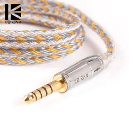 Hörlurar KBEAR 16 Core Silver Plated Upgrade Earphone Cable MMCX/2PIN/QDC/TFZ för KBEAR KS1 KS2 KZ EARuds TRN V90 BLON BL03 Hörlurar