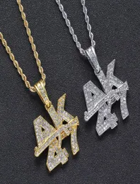 Ak47 arma masculino designer de luxo colar pingente com corrente ouro prata bling cristal zircão cúbico hip hop jóias Whole9474551