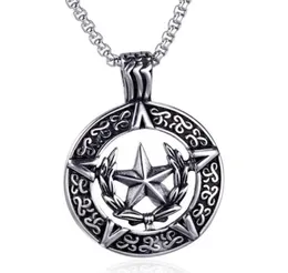 Pendant Necklaces Vine Penram Star Men's Necklace Round Gothic Retro Lucifer Satan 24Inch Chain Male Jewelry2604308
