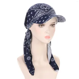 Berets Ladies Hut Mode Hijab Cap Florale Stretch mehrfarbige muslimische Basis Hard -Rucks -Lampenschattenkolben