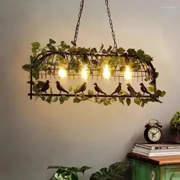 Pendelleuchten American Vintage Vogelkäfig Lampe Decke LED Kronleuchter Esszimmer Bar Greenery Hängende Wohnzimmer Dekorativ